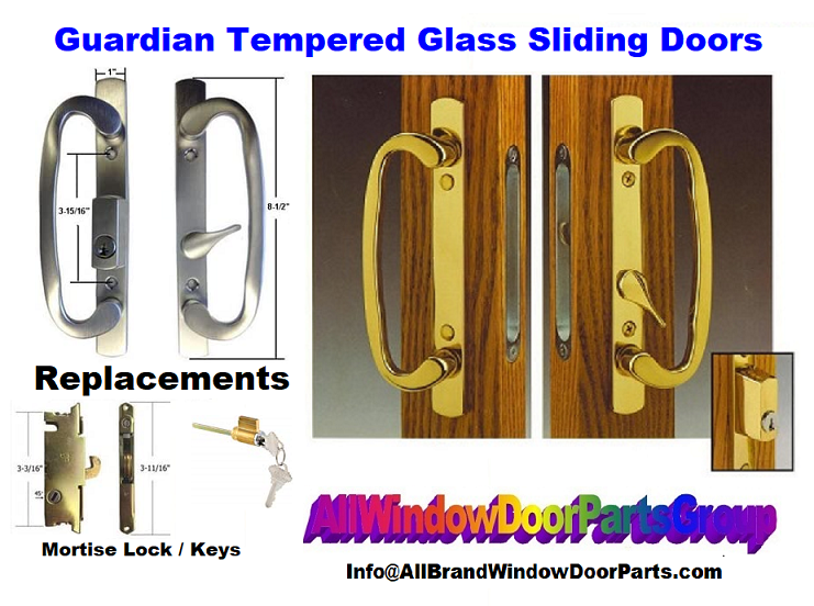 Guardian Tempered Glass Sliding Patio Door Complete Handle Set & Lock